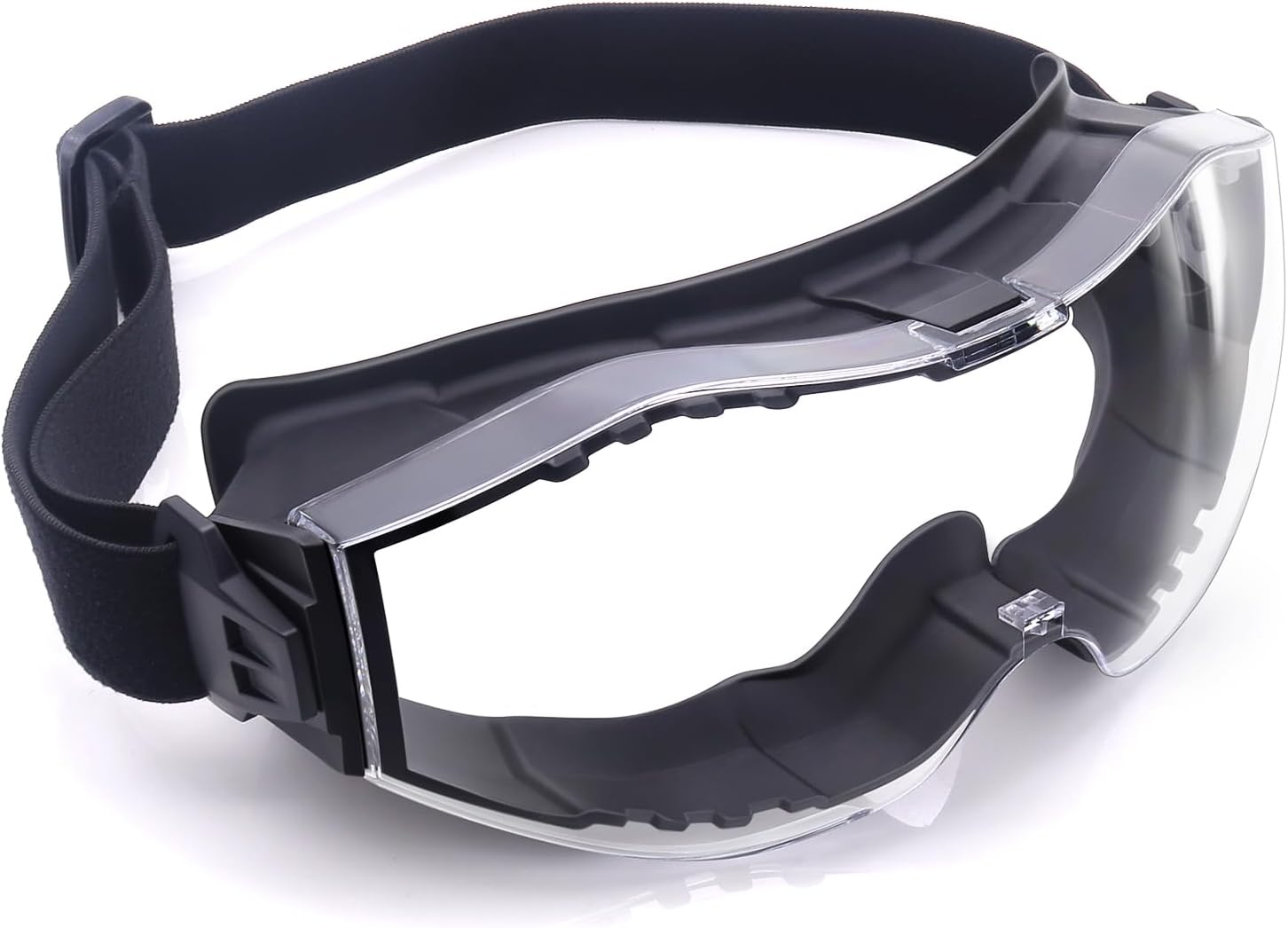 UKNOW Safety Goggles Over Glasses, Anti-Fog Clear Lens, ANSI Z87.1 Protective Eyewear Adjustable Strap, Ideal for Lab Use