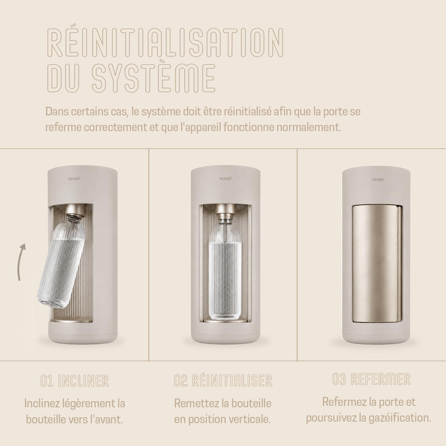 Mysoda Glassy - Machine à eau pétillante avec 1 bouteille en verre en un cylindre de CO2 – Clay