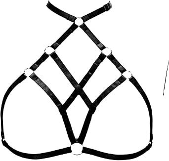 Women's Pentagram Body Harness - Elastic Strappy Bra Top For Festival, Club, Dance, Plus Size Friendly