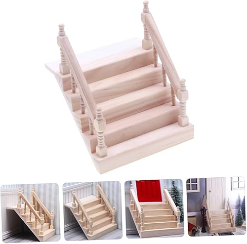 Miniatura 3 de Casa de muñecas Pasamanos Escalera Casa de muñecas Mini Pasamanos de madera Escaleras Escena en miniatura Escalera Escalera de madera Miniatura