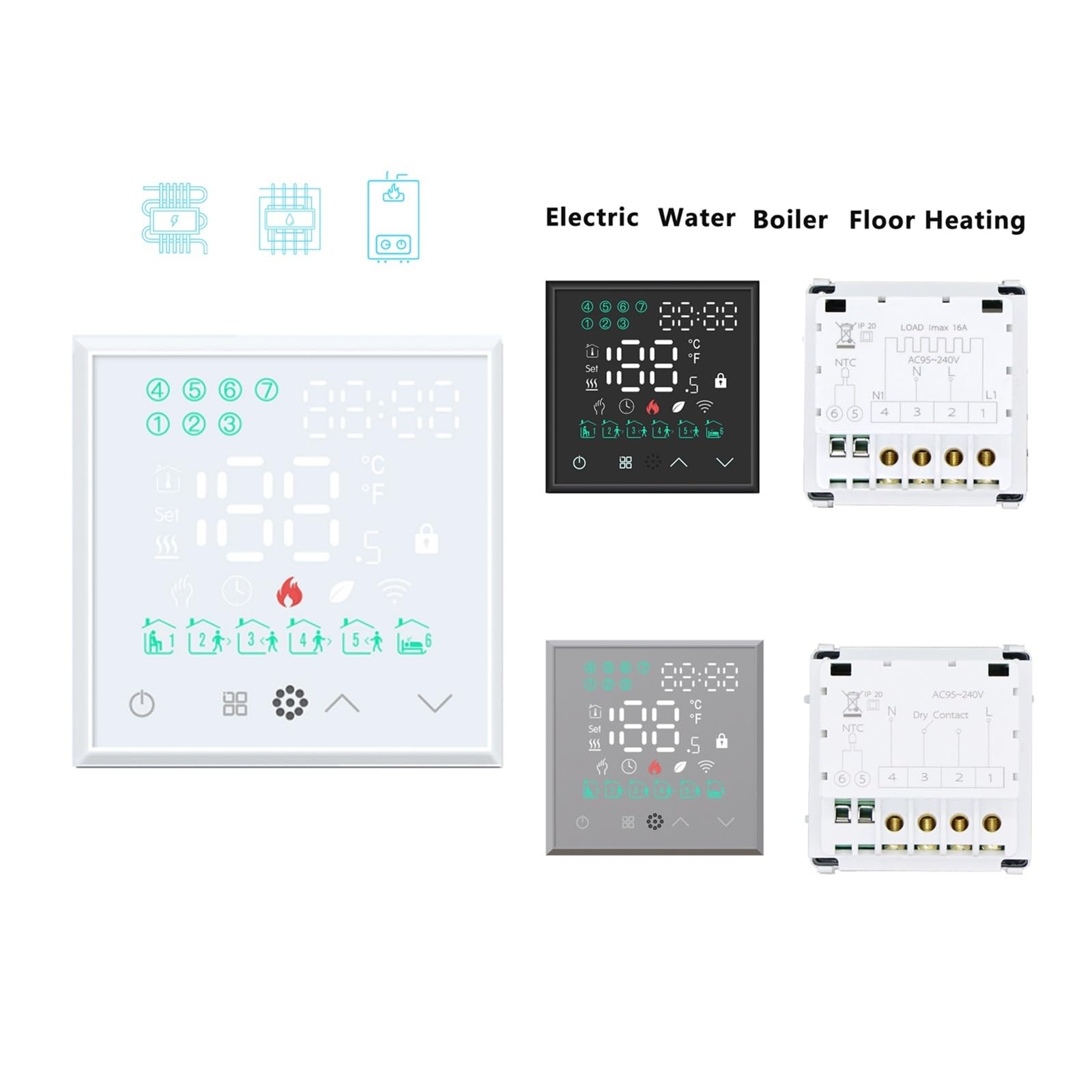 M1 Thermostat Raum Temperatur Controller Elektrische Boden Wasser Heizung Kessel DIY Teile Steckdose Glas Rahmen(Electric Part ivory)