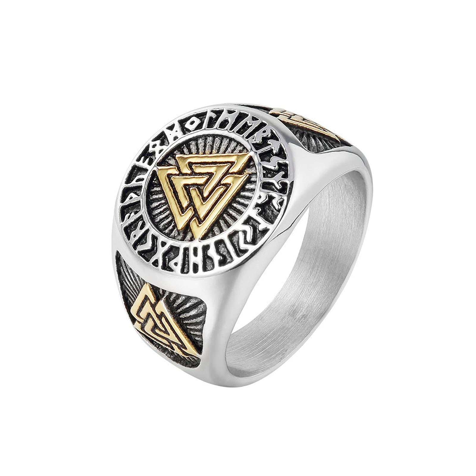 Bague Viking Triangle Mystérieux en Acier Titane Cadeau Idéal Homme