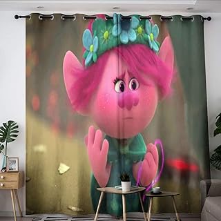 Elliot Dorothy Trolls World Tour - Cortinas opacas con ojales para sala de estar, sala de estar, cortinas anchas para dormitorio, sala de estar, cocina, 42 x 63 cm