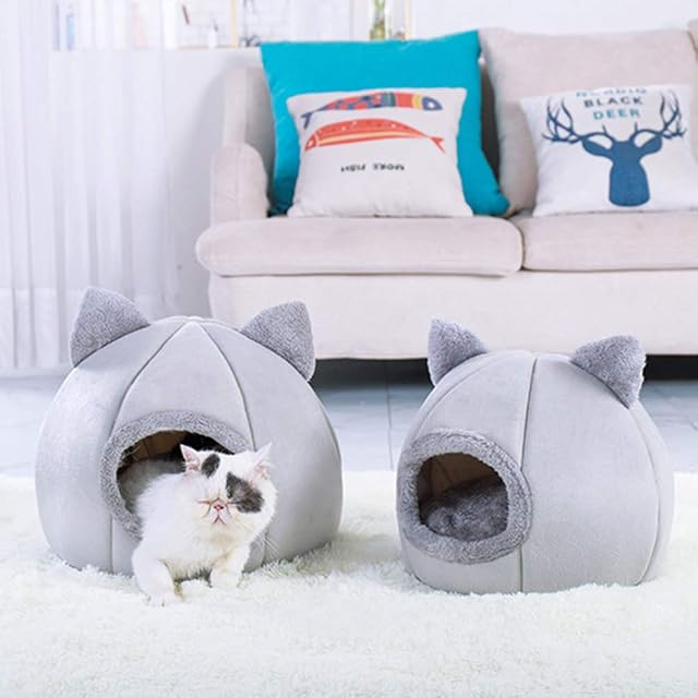 Foto 4 de 8 de SUPTMAX Macabolo Mascota Perro Gato Semicerrado Cálido Nido Cómodo Mascota Cama Invierno Felpa Kennel Dormir…