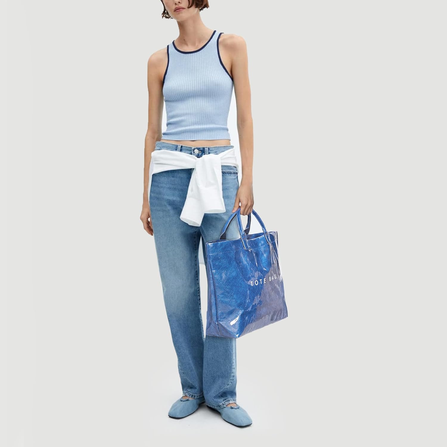 PVC Tote Bag for Women Waterproof Plastic Summer Tote Letter Print Hobo Handbag for Beach, Pool, Picnic, Travel & Gift