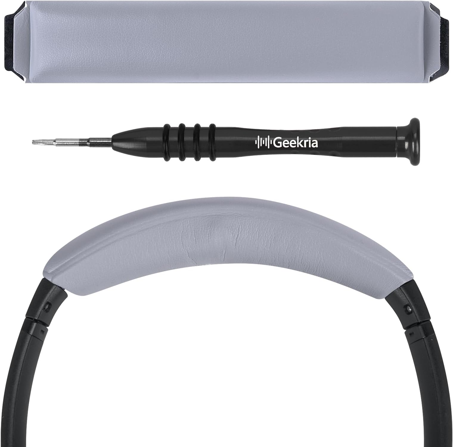 Geekria Protein Leather Headband Pad Compatible with Bose QuietComfort 35 ii Gaming, QC35, QCSE Headphones, Replacement Band Repair Part (Grey)