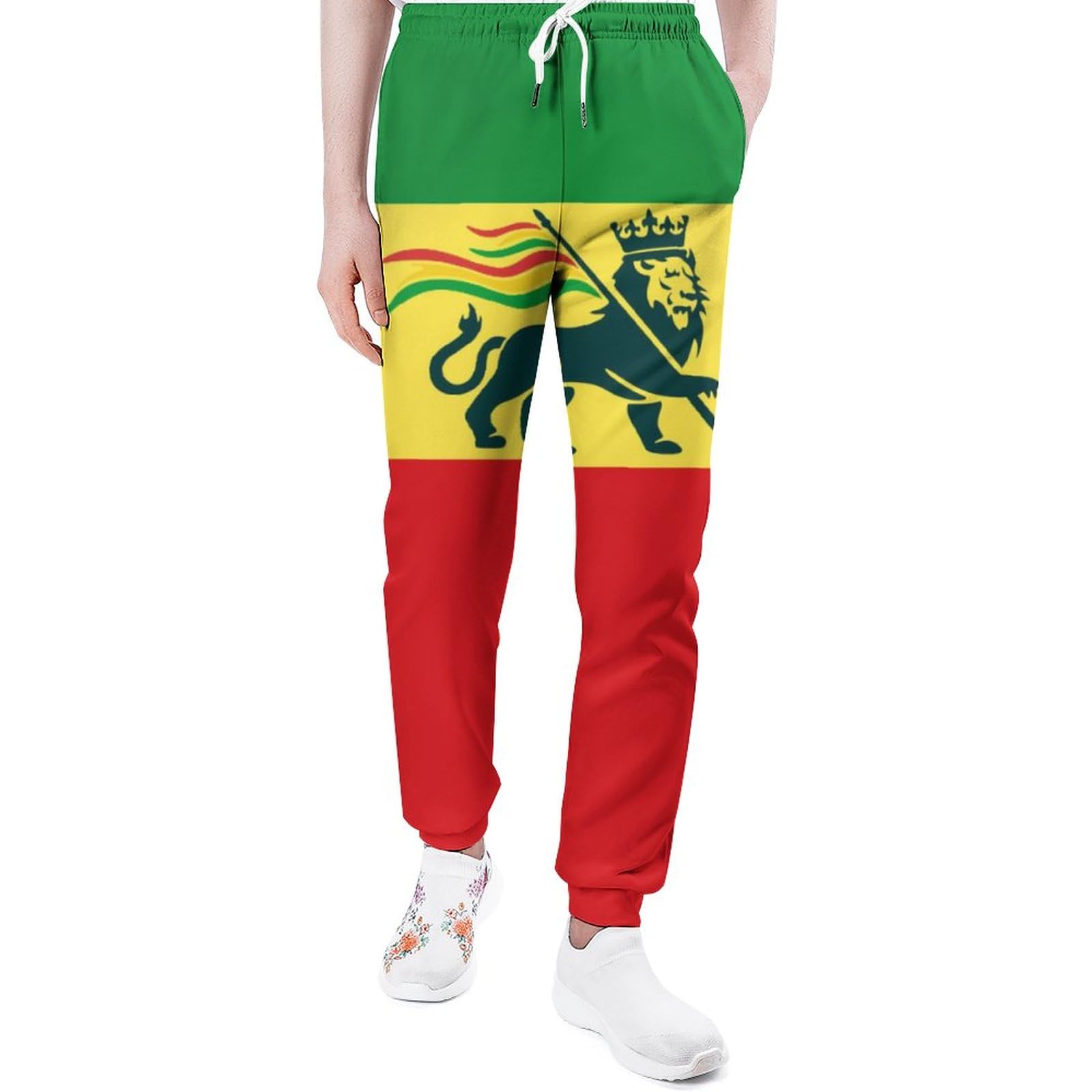 Ufuson Unisex Style Ethiopian Rastafarian Lion Flag Sweatpants For Men Yoga Athletic Lounge Jersey Trousers With Pockets