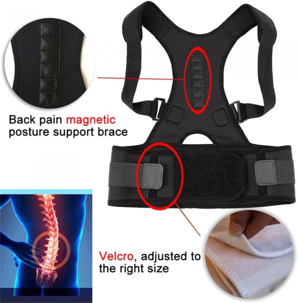 Posture Corrector Adjustable Support Magnetic Back Shoulder Brace Belt Unisex(Small)