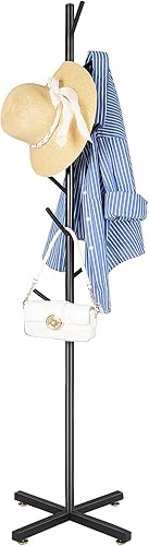 ZOZOE Perchero de Pie de Metal Moderno, Perchero Independiente con 8 Ganchos, Percheros Fáciles de Ensamblar, Perchero Negro Tipo Árbol para Base