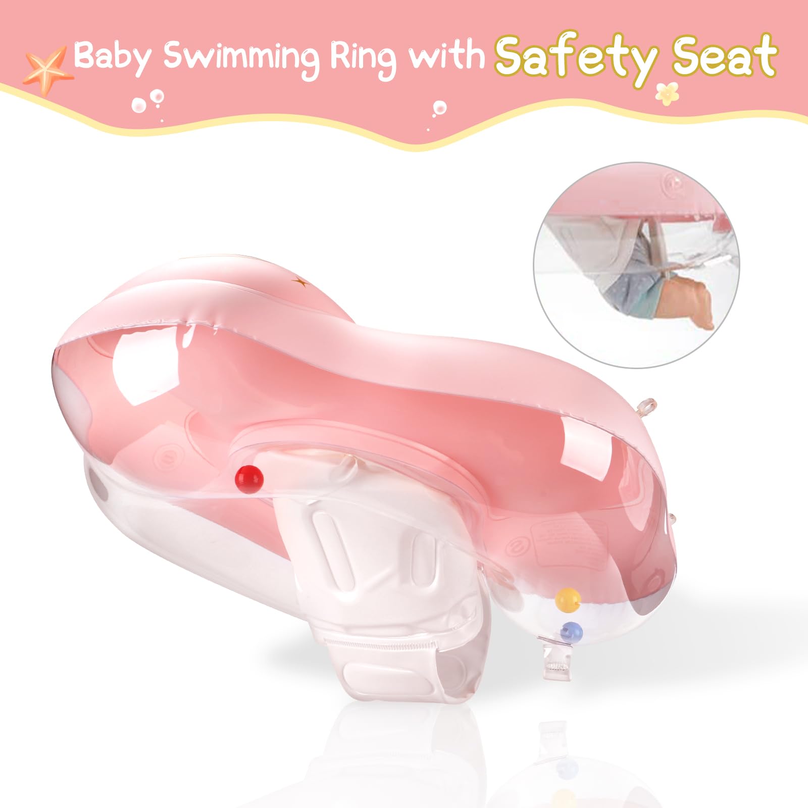 WYRIAZA Salvagente Neonato con Parasole, Salvagente Bambino 1-3 anni, Ciambella Neonato Mare 3-36 mesi, Ciambella Mare per Bambini per Piscina, Spiaggia, Vacanze