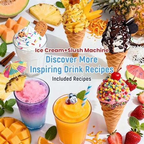 Image of Slushie Machine & Ice Cream Maker, 85oz Larger Slushie Machine for Home, LED Display | 6 Preset Programs | Auto-Clean, Perfect for Margaritas, Frappes, Milkshakes & Smoothies, No Ice Needed