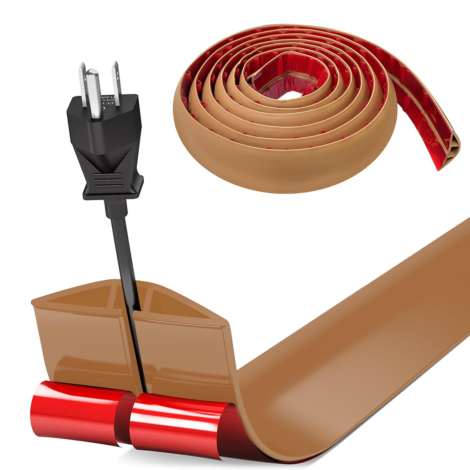Pasacables Suelo, Canaleta Cables Suelo, 3.0M x2cm Protector de Cables para Suelo, Cubiertas de Suelo para Cables Autoadhesiva Montaje para Todos los Hogar, Oficina, Escuela,Almacén(Blanco-Redondeado) — view 68