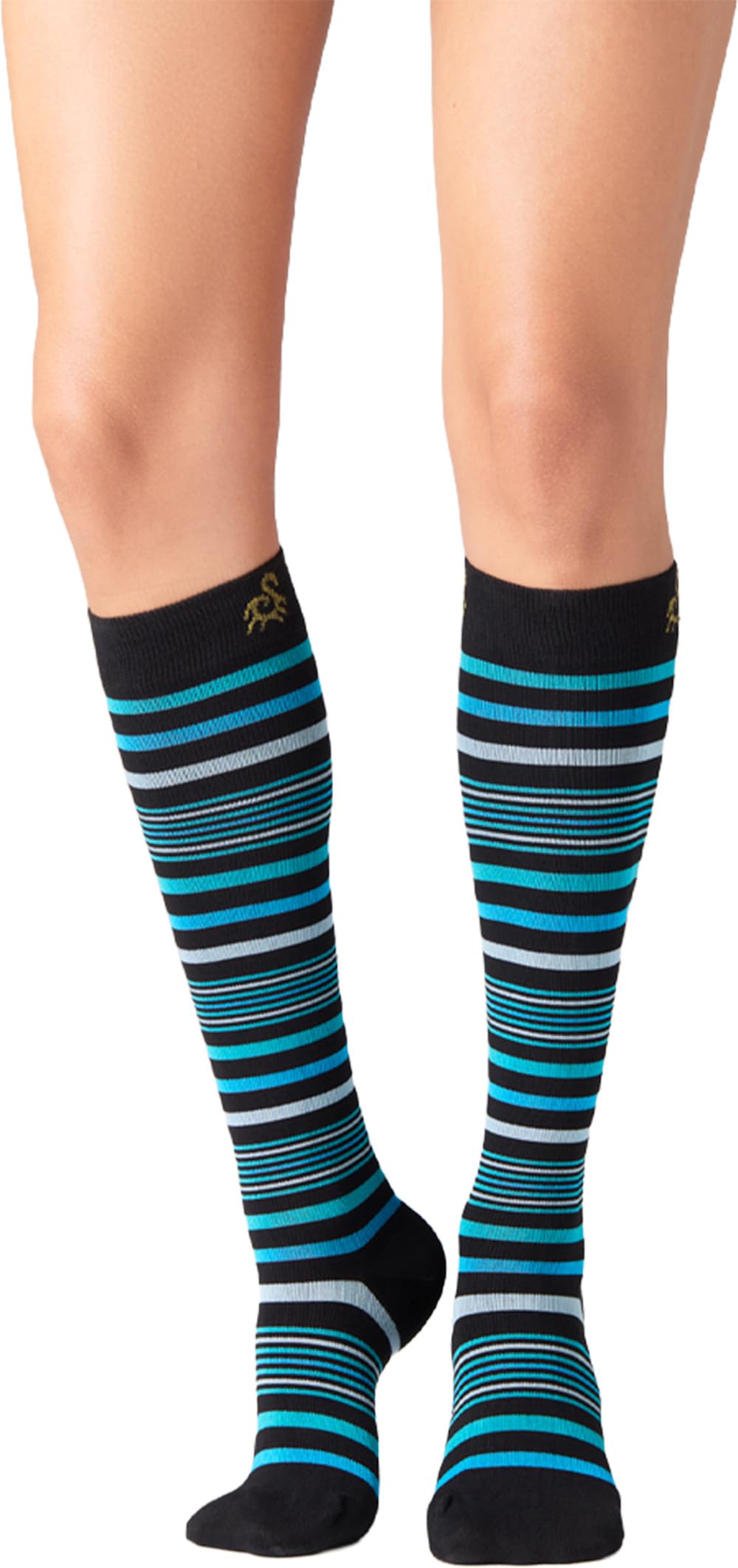 SOLIDEA Gambaletti STRIPE GAME PEGASO, Colore NERO, Calze a compressione graduata 15/21 mmHg Art. 0636A0