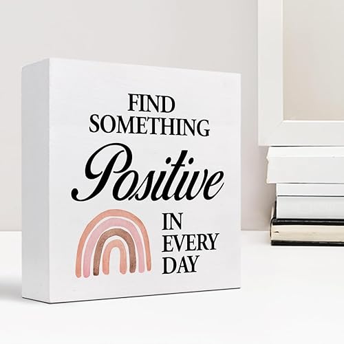 Miniatura 6 de z-crange Letrero de madera bohemio con texto en inglés Find Something Positive in Every Day (Find Something Positive in Every Day) para decoración
