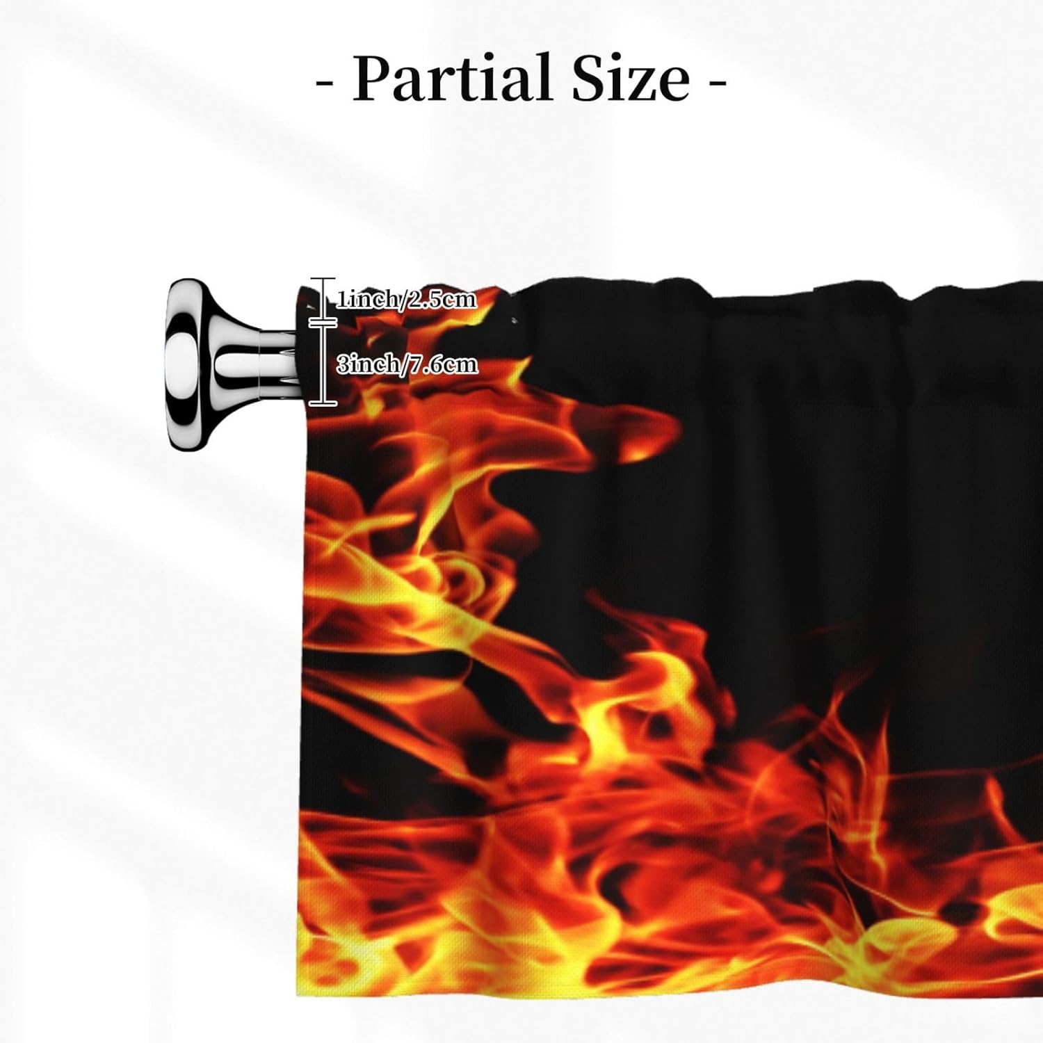 Flame Fire Valance for Windows Short Rod Pocket Top Window Treatment Valance Curtain for Bedroom Kitchen Living Room, 54 x 18 inch - Image 3