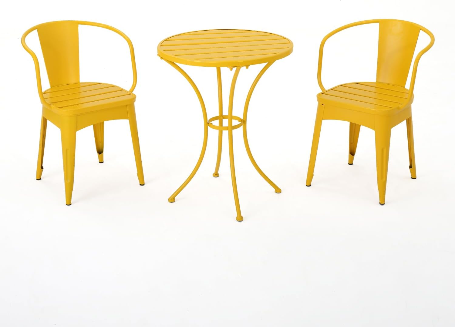 Colmar 3 PC Metal Set - Iron Yellow - Vibrant Design - Patios Porches Poolside - Aesthetic