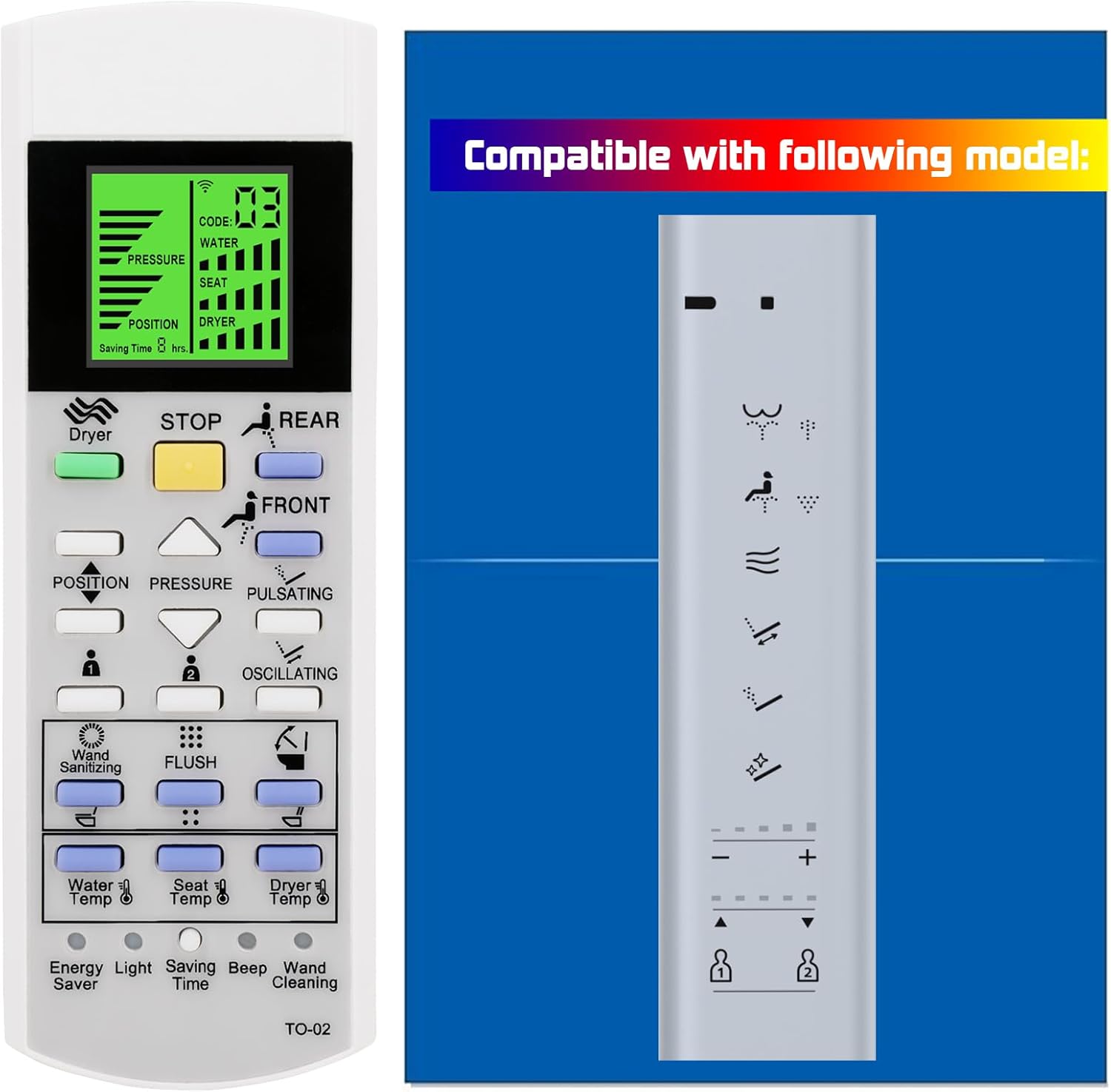 Replacement Remote Control for TOTO Washlet Bidet Toilet Seat SW3054AT40 SW3054 TCF4911E*** TCF491*** TCF4914E*** TCF4914*** TCF802*** TCF803*** TCF801*** TCF804*** DH TCF9575***