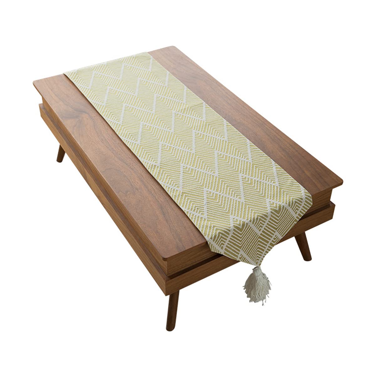 Camino De Mesa Farmhouse Jacquard Striped, Paño De Bandera De Mesa con Flecos Puntiagudos para Bodas, Decoraciones Navideñas, Soporte De TV, Mesa De Centro,12 x 94.5 Inch