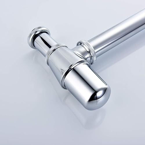 Miniatura 5 de Trampa de latón para botellas, fregadero P, trampa cromada montada en la pared del lavabo del lavabo de la botella trampa de residuos para baño, WT03