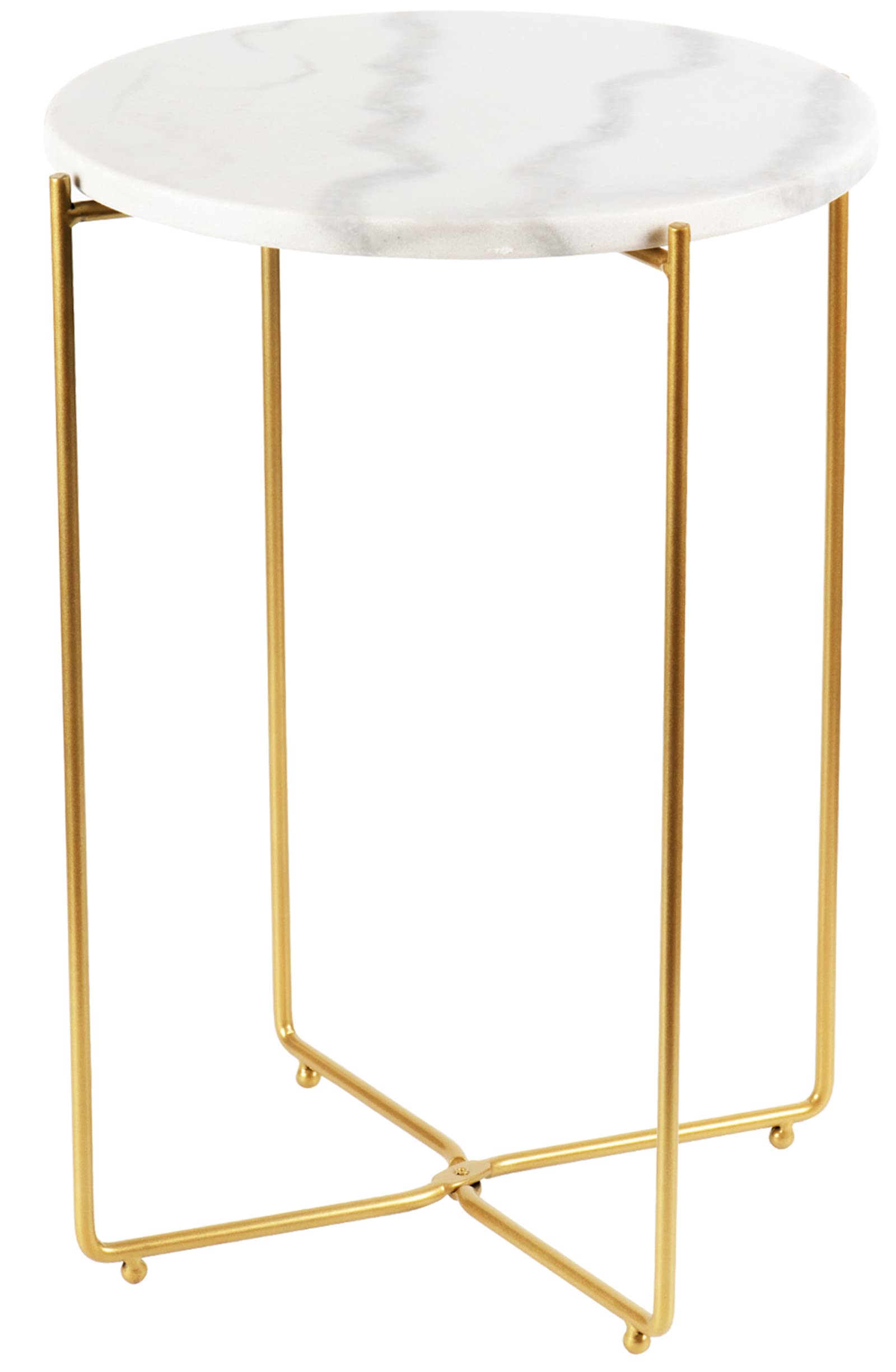 ( incomplete missing marble top ) Metal Round Side End Table with Marble Top, Modern Lightweiht Bedside Small Coffee Table for Living Room Bedroom Small Space