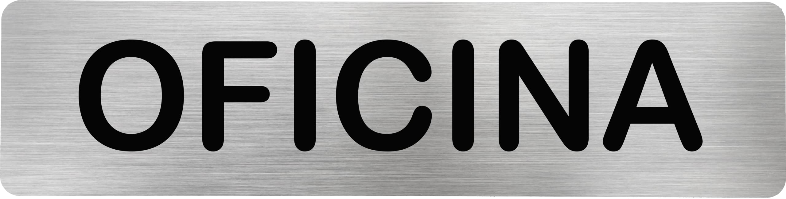 MovilCom® - Señal de acero inoxidable OFICINA | Placa puerta INOX | Señal informativa | Cartel Puerta 200X50mm
