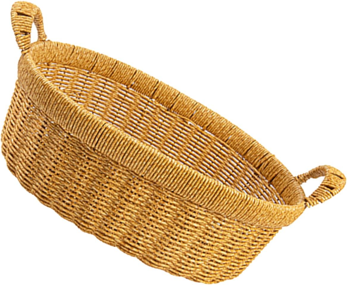 IMIKEYA Rattan Serving Tray Bread for Serving Plastic Imitation Rattan Woven Basket
