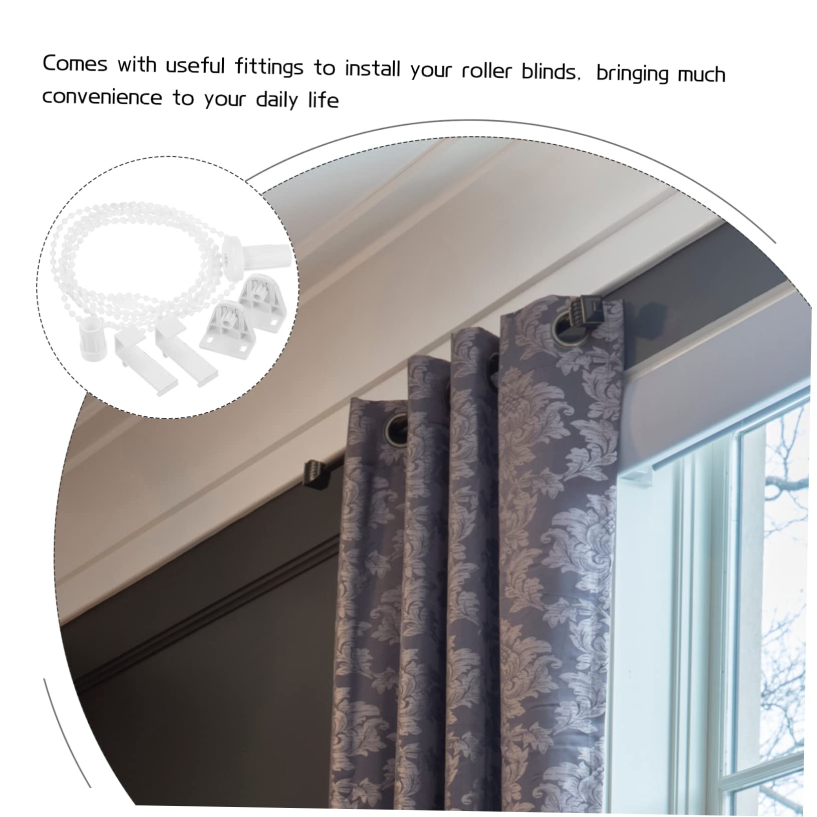 GLEAVI 1Set Roller Blind Beaded Chain Accessories Kit Curtain Repair Parts for Easy Installation and Operation for Home and Office Windows