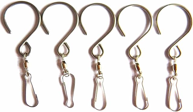 5 Hanging Stainless Steel Swivel Hooks Clips For Garden Wind Spinner Sun Catcher