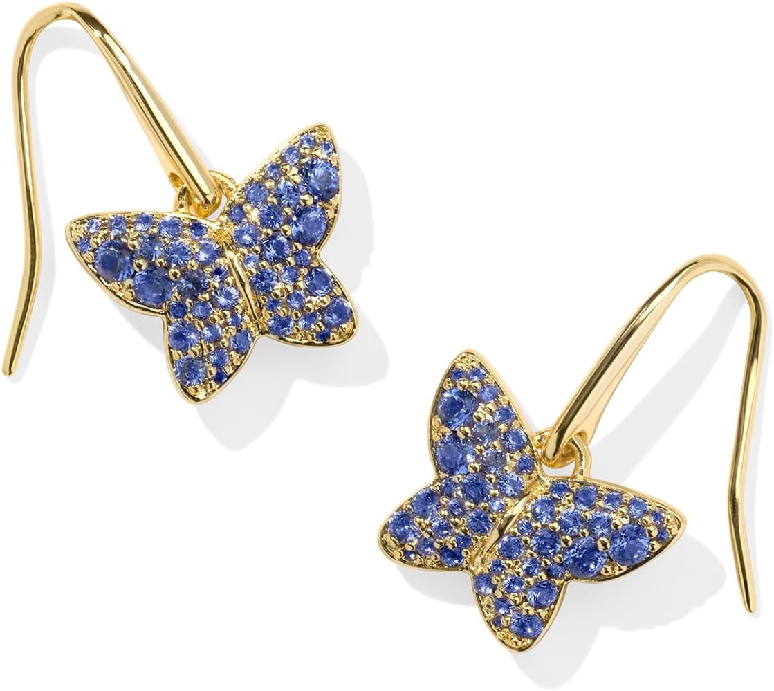 Pendientes de gota de cristal Lillia chapados en oro de 14 quilates en cristal azul, joyas de moda para mujer