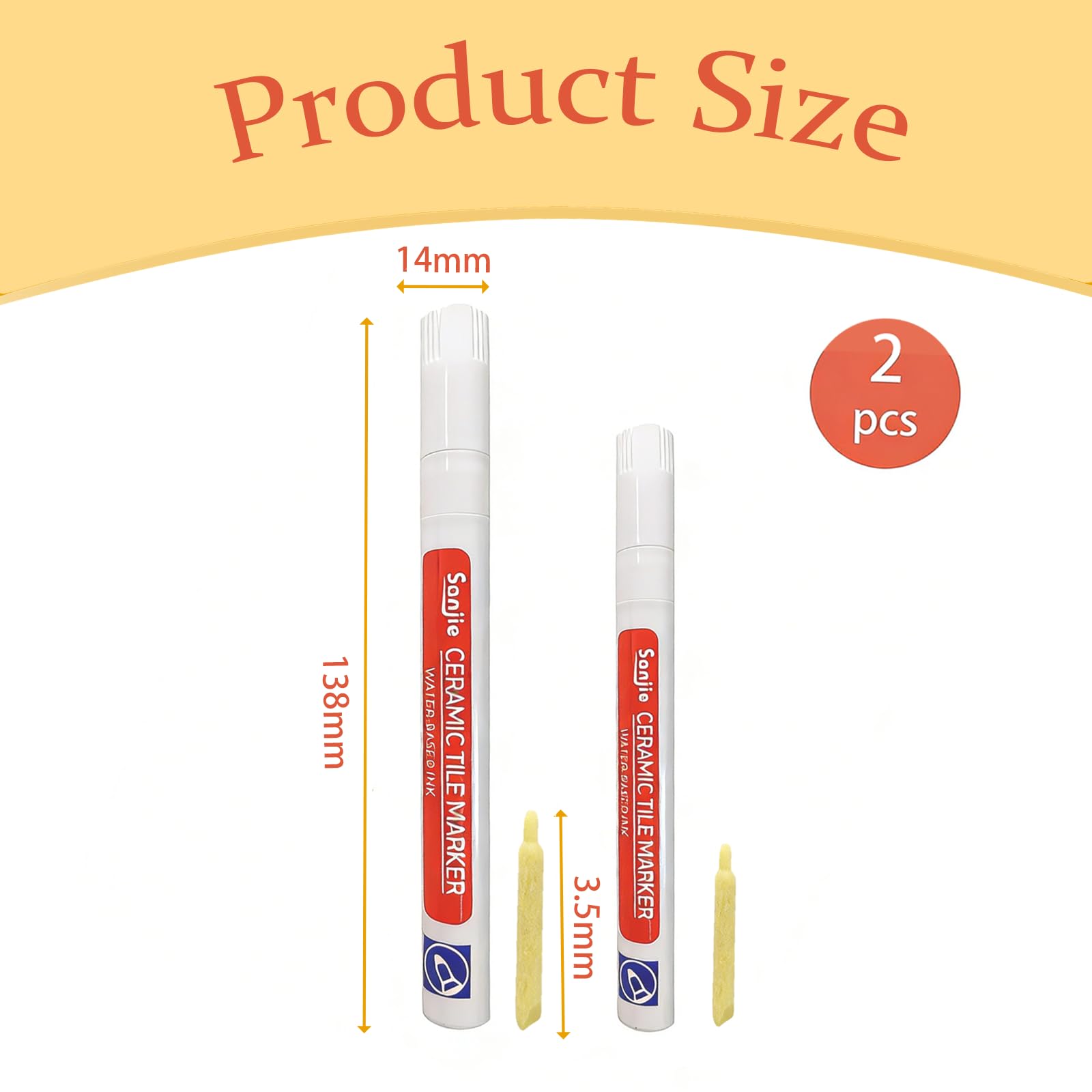 2 Pezzi Piastrelle Stuccare Sigillante Penna, Pennarello Fughe Piastrelle, Pittura Pennarelli Riparare, Compatible per Stuccare e Sigillare Giunti di Bagno e Cucina (Bianco)