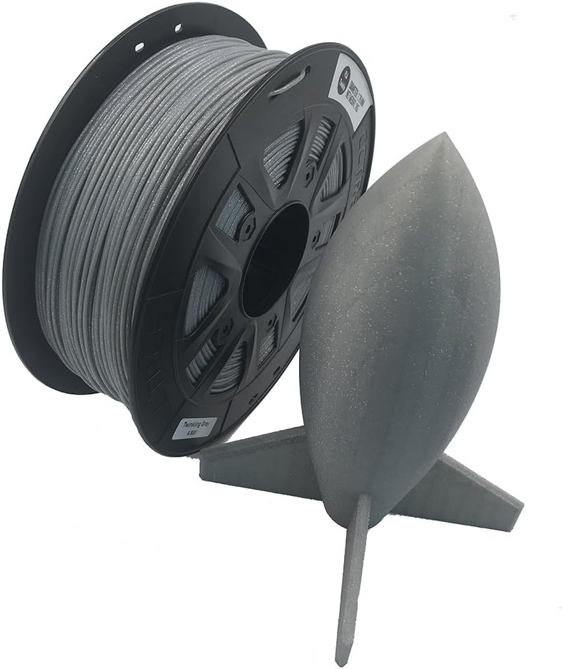 CCTREE 1.75mm Twinkling PLA 3D Printer Filament - New Update Formula - Superior than PLA on Market- 100% Virgin Raw Material - Accuracy ± 0.03mm - 1kg Spool (2.2lbs) (Twinkling Grey)