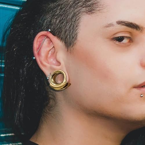 Miniatura 2 de LADEMAYH 2Pcs Cool Ears Gauges Body Jewelry Ear Plugs Gauges for Ears, Size 0g - 1 inch Ear Tunnels Gauge Earrings, Hypoallergenic Stainless Steel