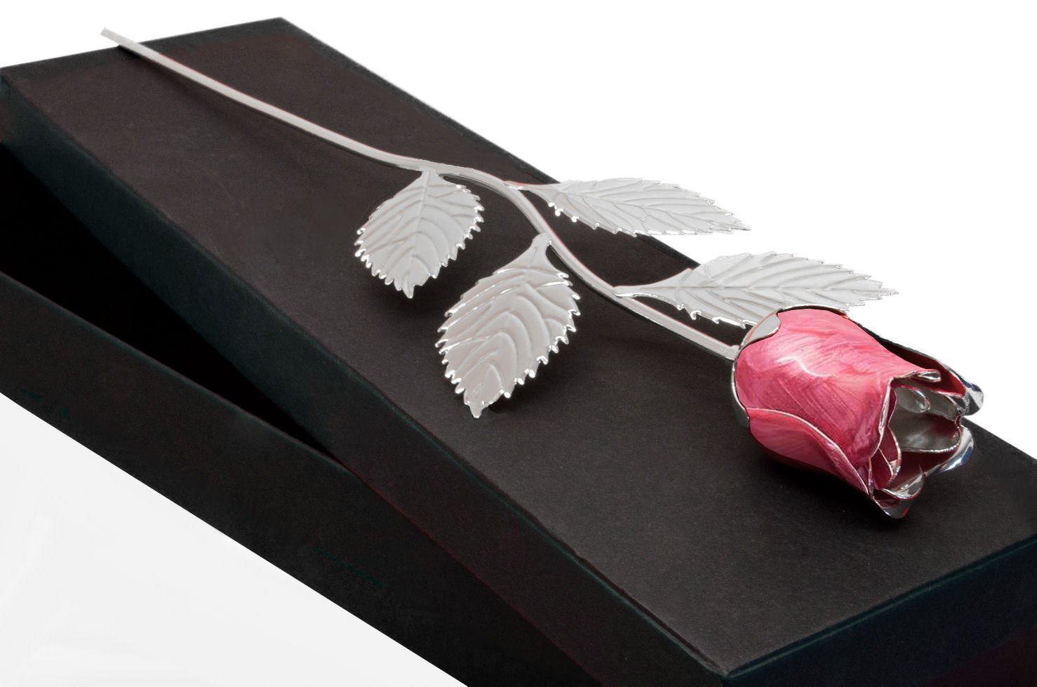 County Engraving Pink Personalised Silver Plated Rose, Engraved Valentines Day, (Pink)