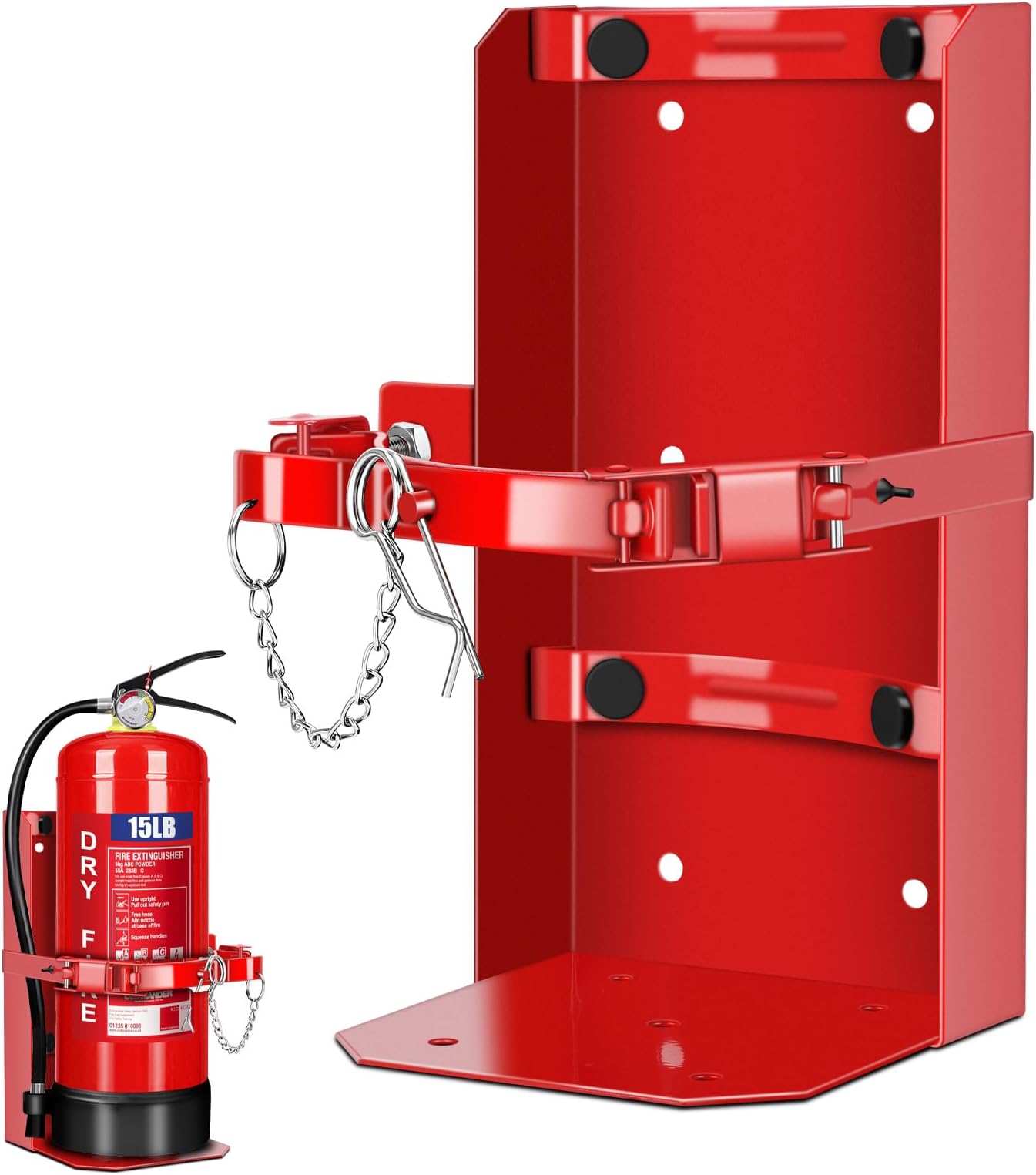 Heavy Duty Vehicle Bracket,Fire Extinguisher Brackets&Mounts-St12 Steel Red, Fit 15lb Dry/6-8lb Co2 Extinguisher-for School,Garage,Vehicle,Boat,Truck Generic Replacement for amerex