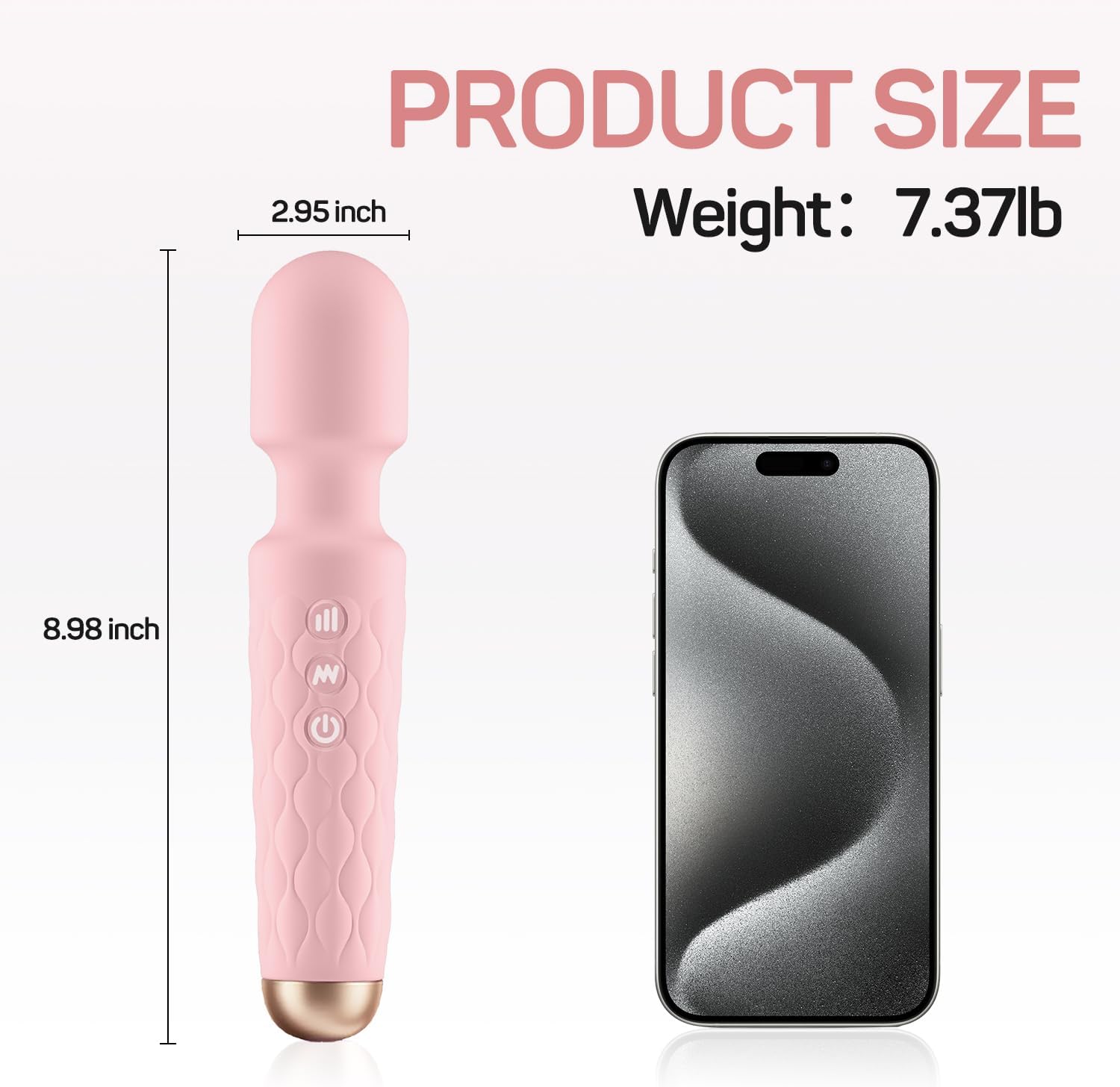 Personal Massager - 4H Max Runtime & Ultra-Quiet - Waterproof - 20 Modes 8 Speeds for Deep Tissue Back Massage, Post-Workout Recovery and Neck Muscle Relaxation（Pink）