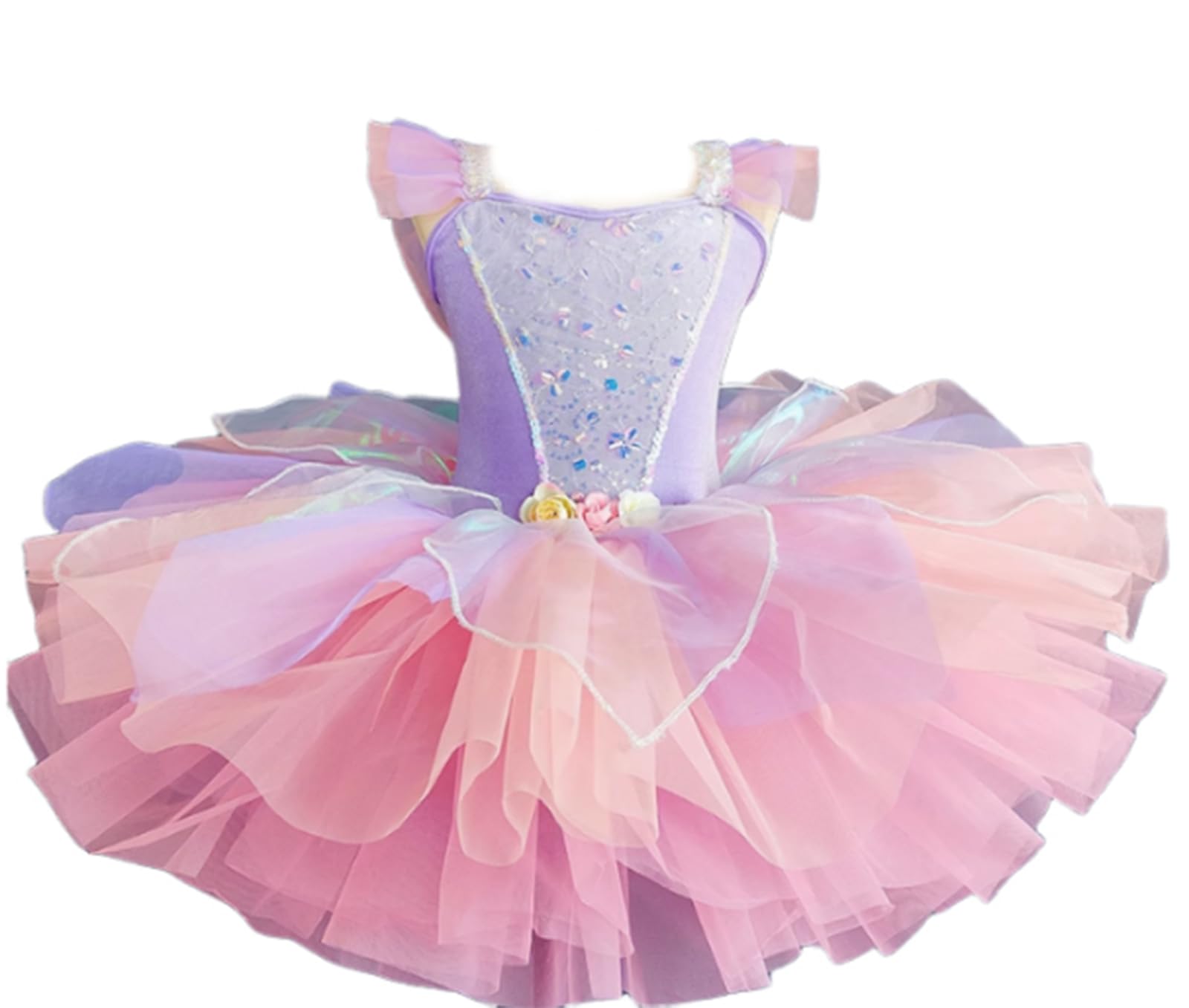Robe tutu de ballet fille paillettes costume scène compétition danse sans frottement
