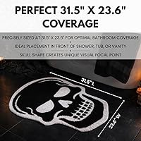 Vista 2 de Tapete de baño con diseño de calavera, gótico blanco y negro, antideslizante, absorbente, de microfibra, para decoración de baño de Halloween, hogar