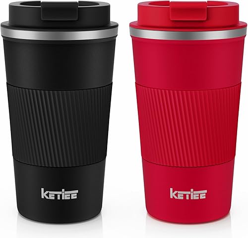 Miniatura 1 de Taza de viaje aislada de 12 onzas, 2 tazas de café de viaje a prueba de derrames con tapa sellada, taza de café reutilizable para llevar, vaso de