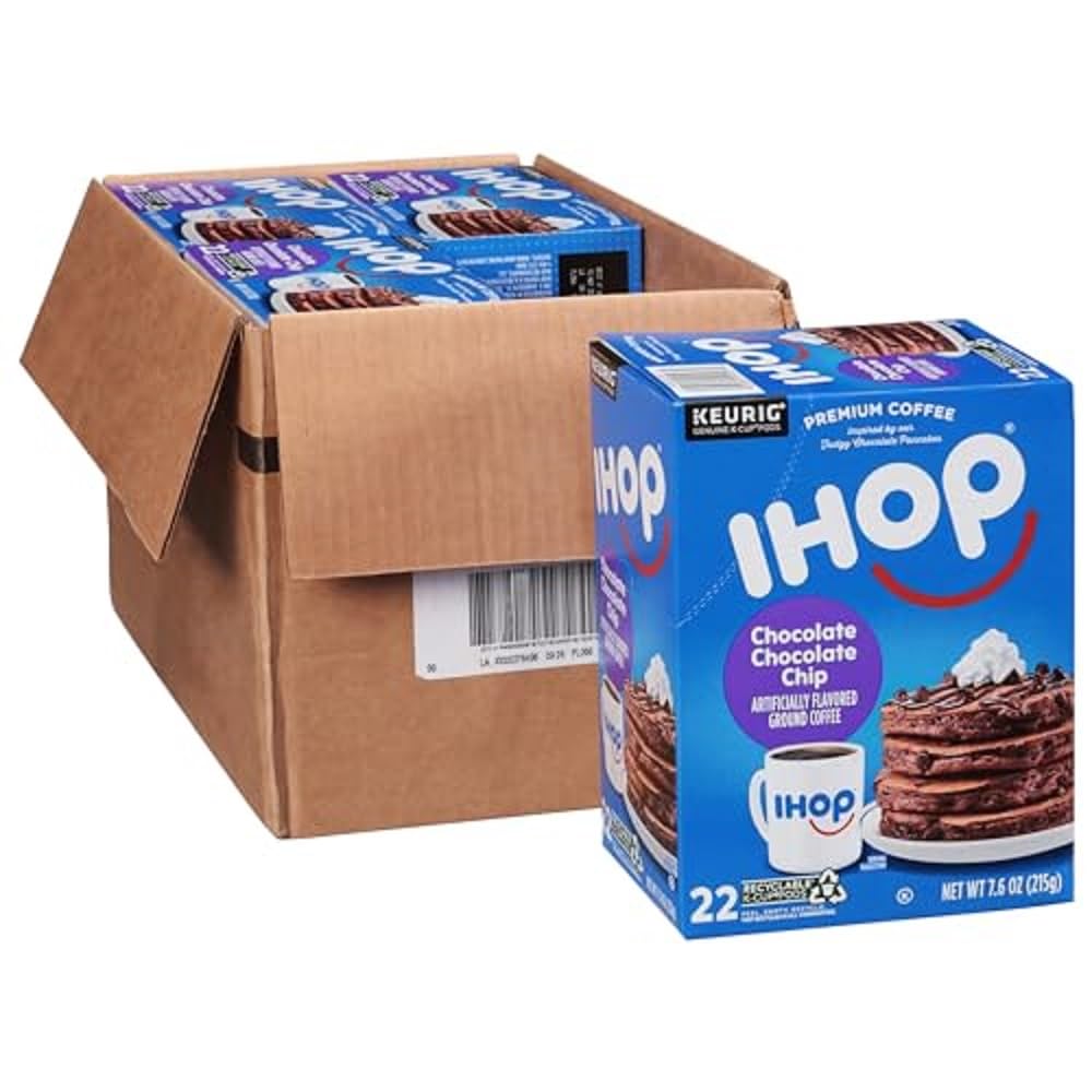 IHOP Chocolate Chocolate Chip Flavored Keurig K-Cup Coffee Pods, 22 ct Box (Pack of 4)
