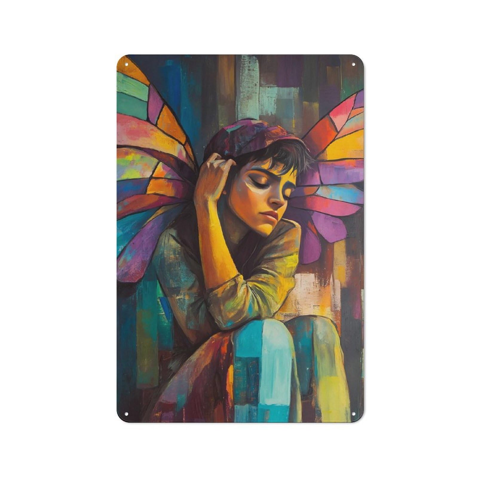 Junmoney Colorful Fairy Portrait Metal Wall Sign 30X20cm Featuring For Living Room Wall, For Decorating Living Rooms And Feature Walls