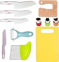 Vista 8 de 14 piezas de juego de cuchillos para niños pequeños, juego de cuchillos para niños incluye cuchillo seguro para niños de madera, cuchillo para niños