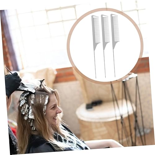 Miniatura 6 de STOBAZA Juego de 5 peines para separar el cabello con cola de rata para seccionar con precisión, peines para peinar el cabello, herramientas de