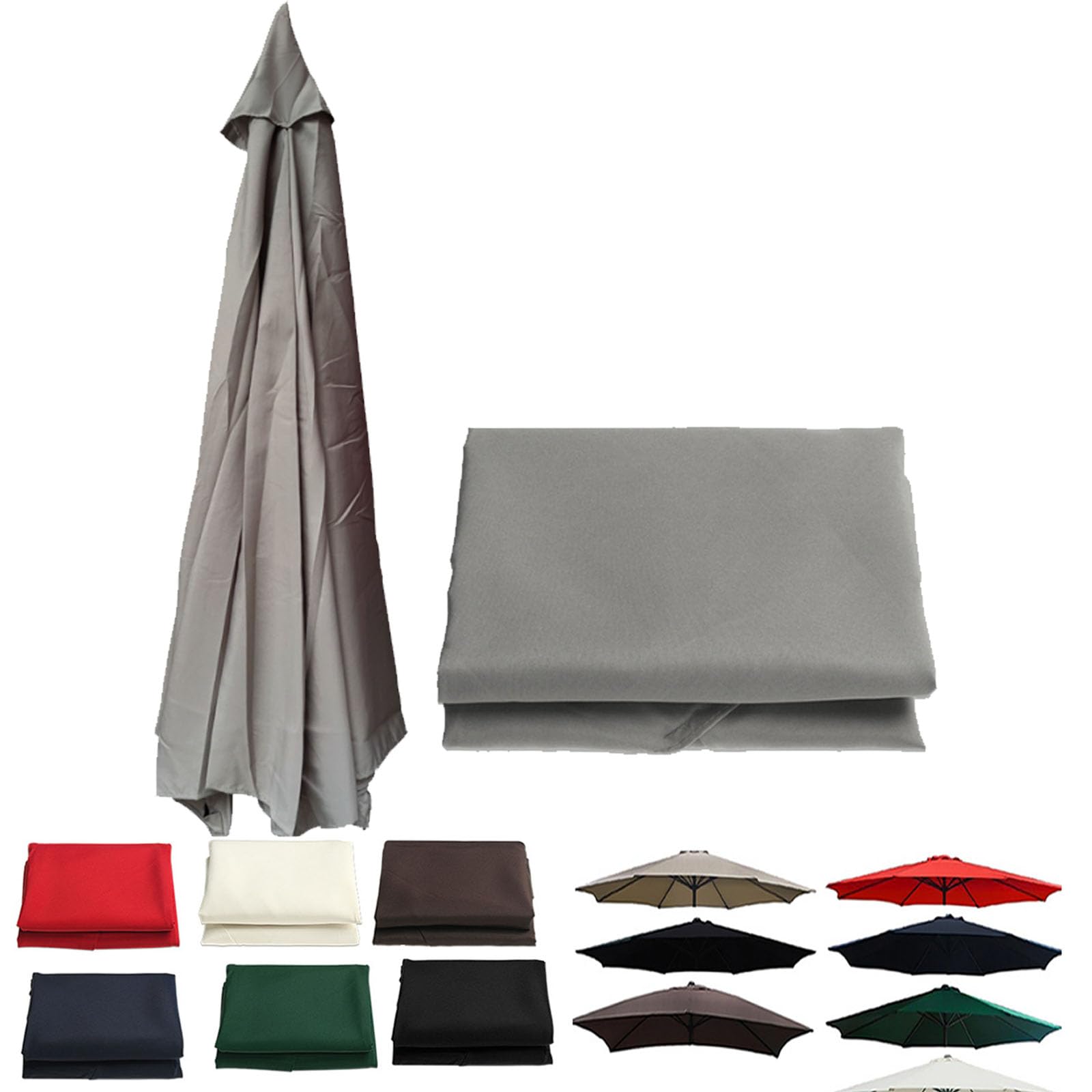 Ombrellone impermeabile e resistente ai raggi UV per ombrellone da giardino esterno con 6 stecche, 5 m, tessuto durevole