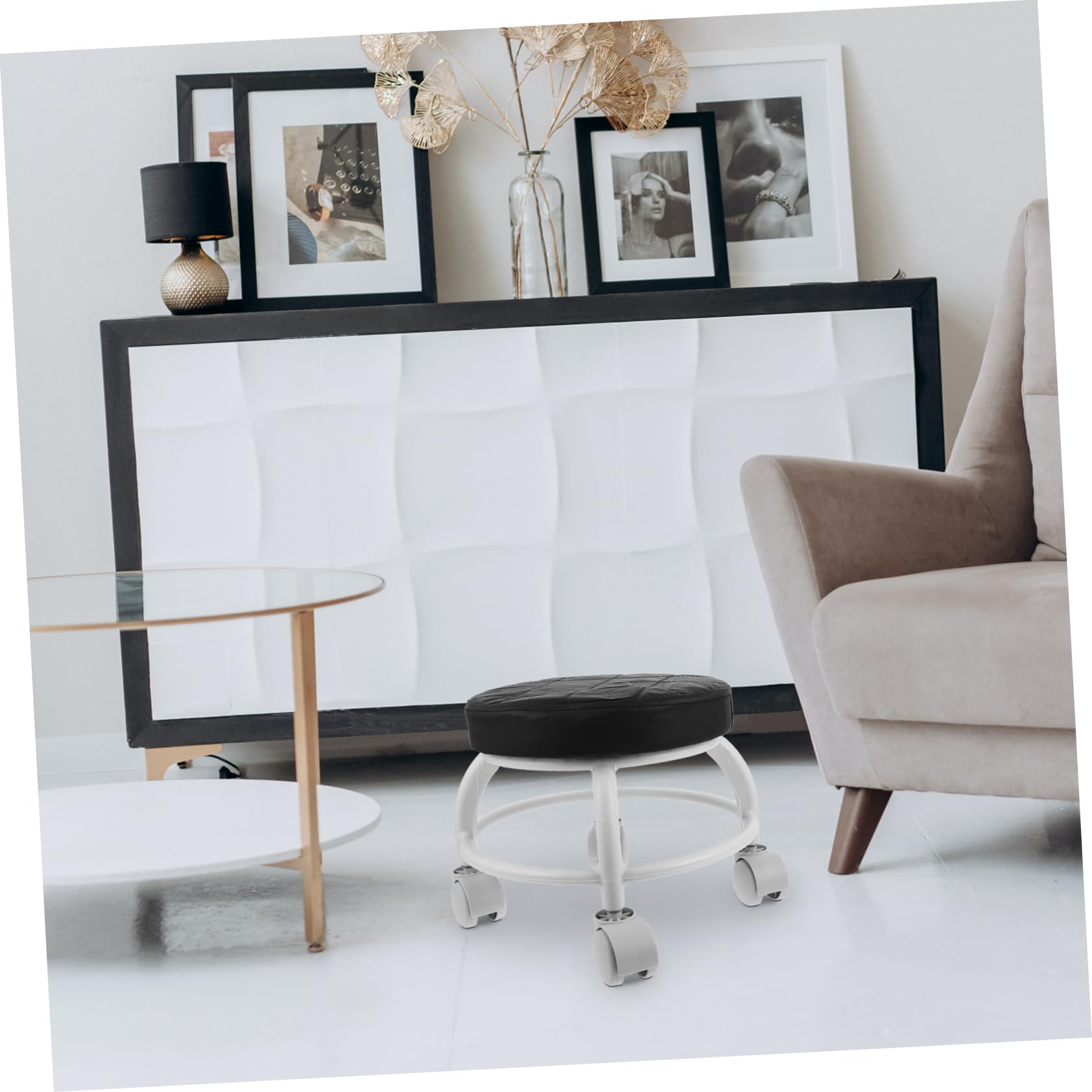 Taburete Pedicura con Ruedas de Alta Resistencia, Asiento Cómodo de PU y Plástico, Diseño Elegante y Versátil para Tratamientos de Belleza en Salones Color Aleatorio
