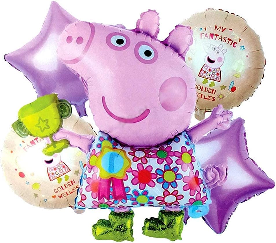 KriShiv® Decorations 5 Pcs Set Cartoon Superhero Balloons (PEPPAA PEG)
