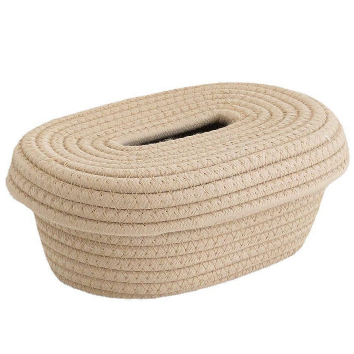 HOOTNEE Cotton Woven Tissue Storage Box Paper Towel Dispensers Tissue Box Cover Lids