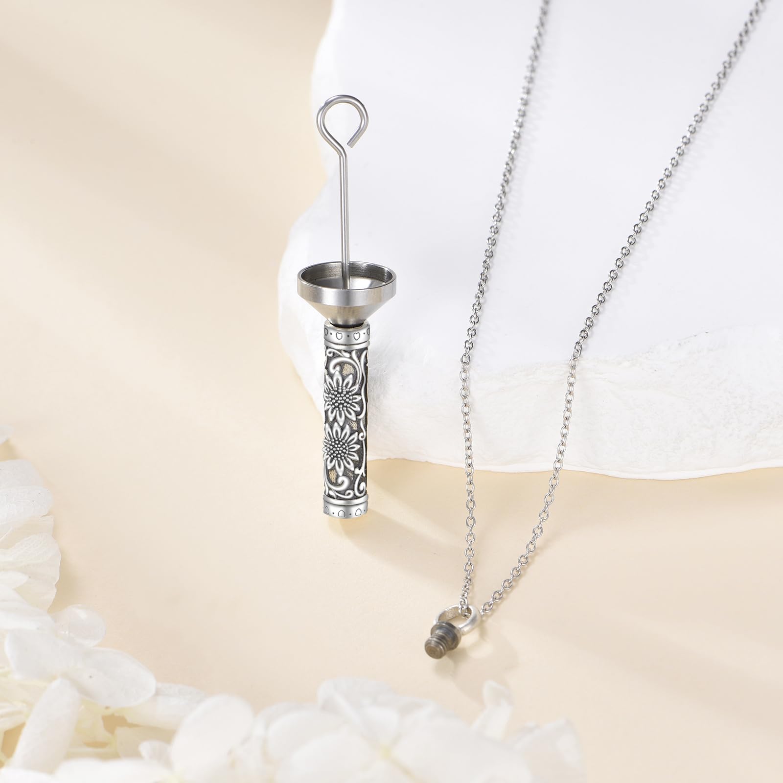 YAFEINI Collier urne funéraire tournesol pour cendres en argent sterling 925, bijou de crémation, cadeau commémoratif pour homme et femme
