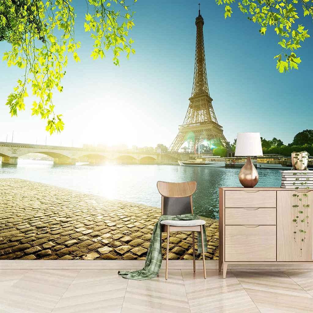 Papier peint Tour Eiffel décor mural 3D autocollant pour chambre et salon