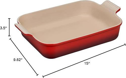 Miniatura 11 de Le Creuset Stoneware Heritage - Plato rectangular, 4 cuartos de galón (12 x 9 pulgadas), sal marina Artichaut
