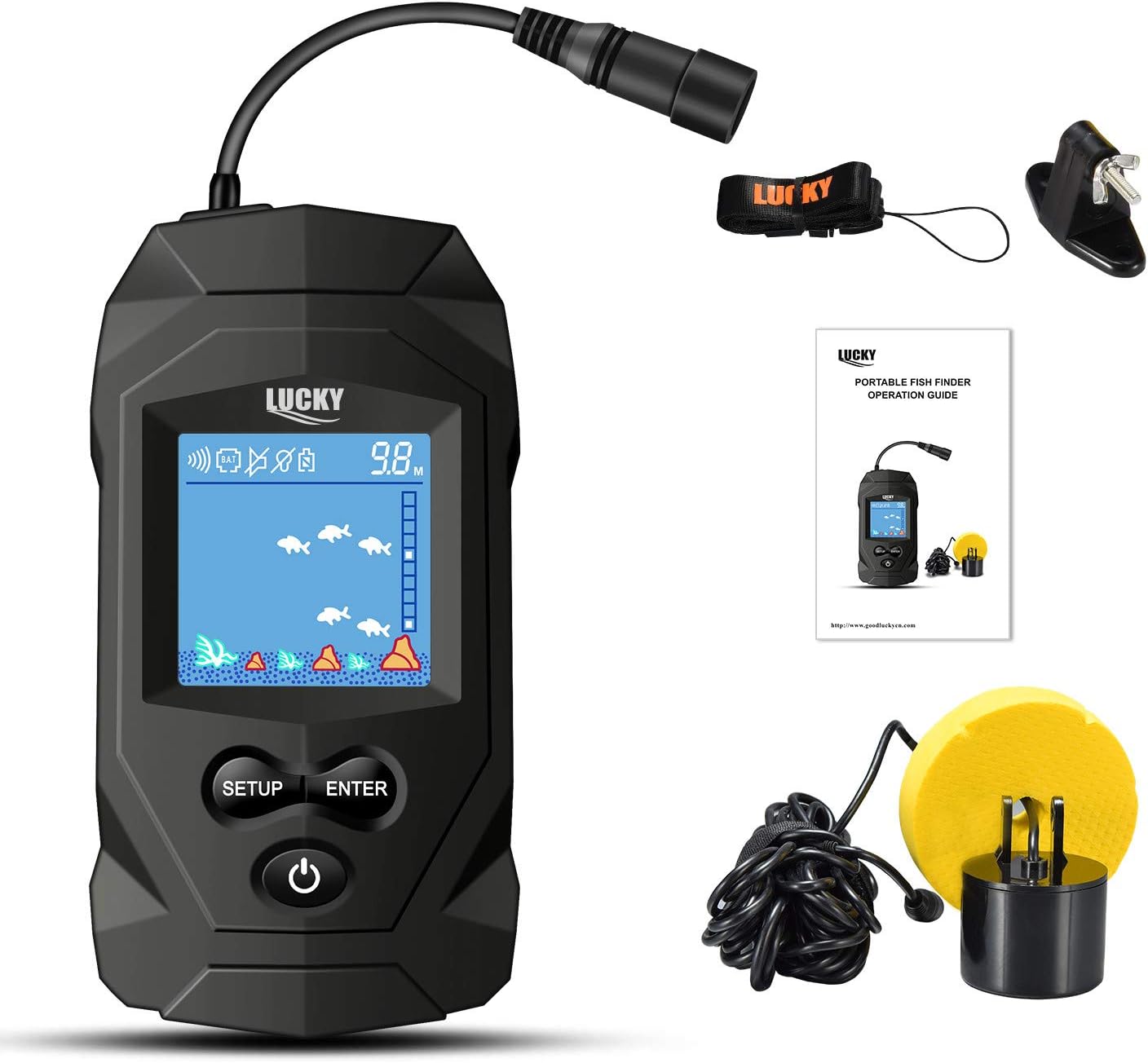Suреr Bіg Clеаrаnсе! LUCKY Portable Fish Finders Wired Transducer Kayak Fish Finder Kit Portable Depth Finder LCD Display for Kayak Boat Ice Fishing Buу 1 gеt 1 LUCKY Portable Fish Finders Wired Transducer Kayak Fish Finder Kit Portable Depth Finder LCD Display for Kayak Boat Ice Fishing